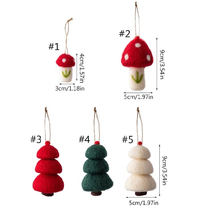 Christmas Wool Felt Mushroom Ornament Great for Holiday and Wedding Decor