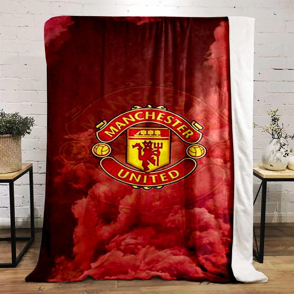 Manchester United Logo In Fiery Red Design Flannel Blanket for Bedroom, Living Room, Sofa, and Nap Sofas.