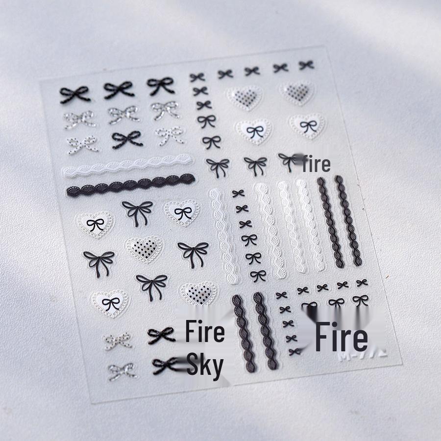 

TENSOR M-772 Black & White Bow Cartoon Jelly Series Nail Stickers: Self-Adhesive