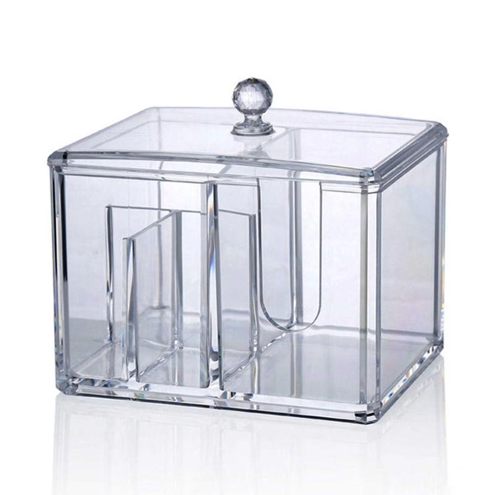with Cover Cotton Swab Storage Box Clear Cosmetic Stand Jewelry Holder Makeup Divided Box  Sponge