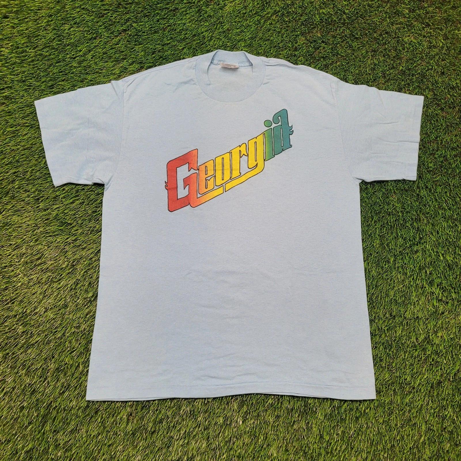 

Vintage 80s Georgia Rainbow T-Shirt Mens Large Single-Stitch 50/50 XL
