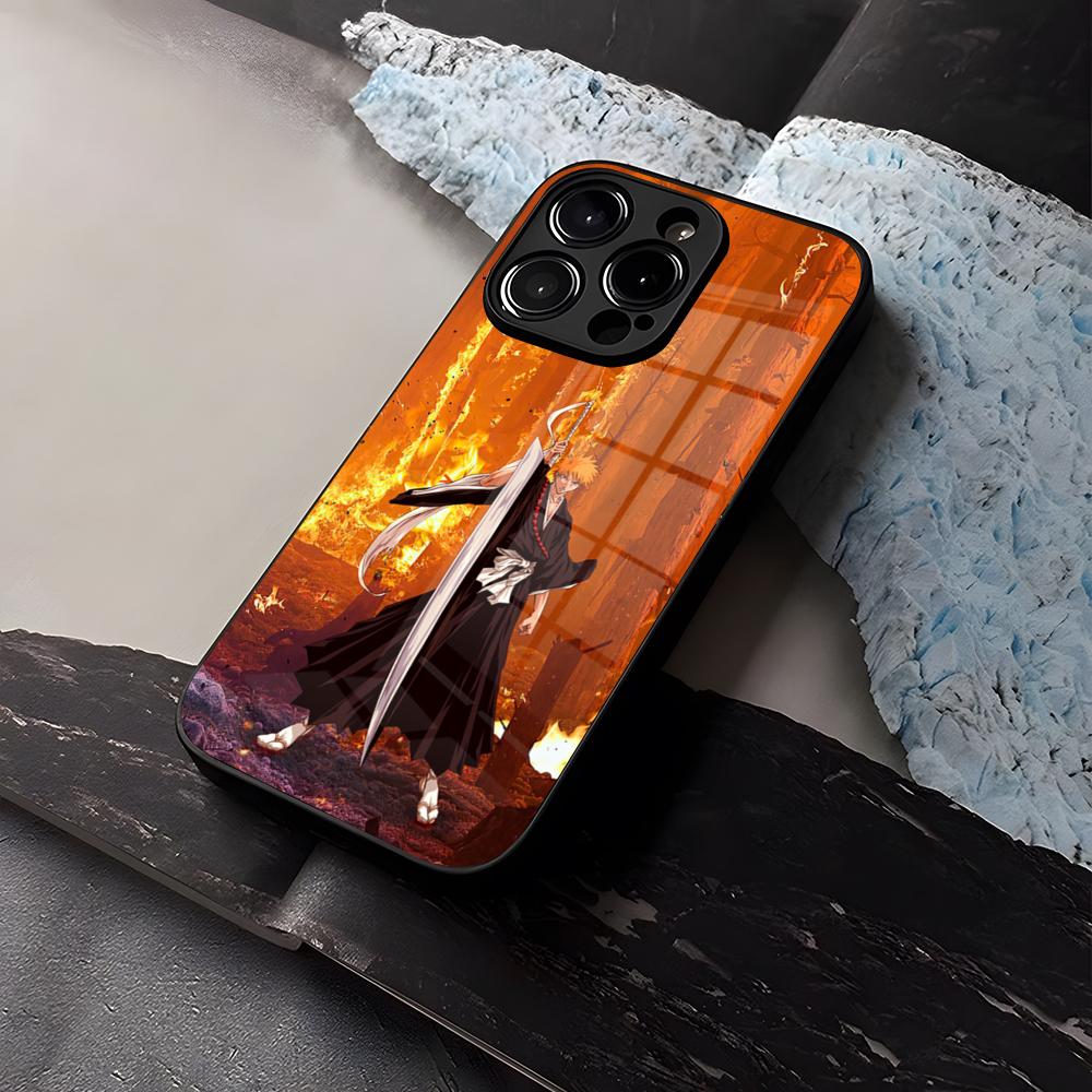 B-Bleachs K-Kurosaki Ichigo Phone Case Tempered Glass For IPhone 16 17 13 14 12 15 11 Pro Max Plus Mini X XR SE2020 Coque