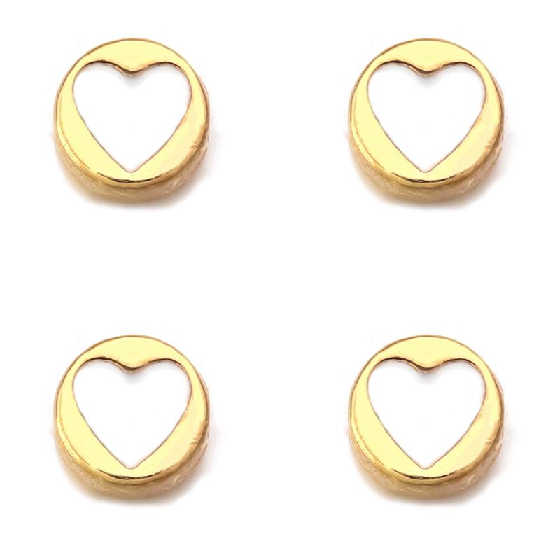 

50pcs/Lot Alloy Drop Oil Heart Beads Multicolor Round Shape Spacer Charms for Jewelry Making DIY Bracelet Necklace Accessories білий