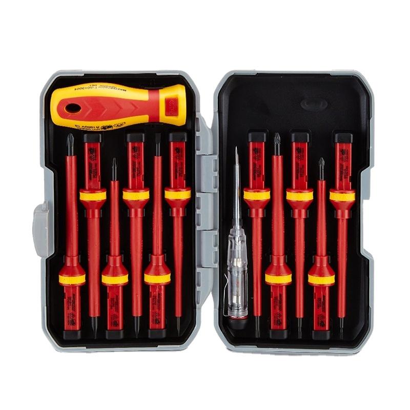High Quality 13-Piece 1000V VDE Insulated Chrome Vanadium Steel Screwdriver Set Adjustable Wrenches Hand Customizable OEM Hard 13-Piece Screwdriver Set