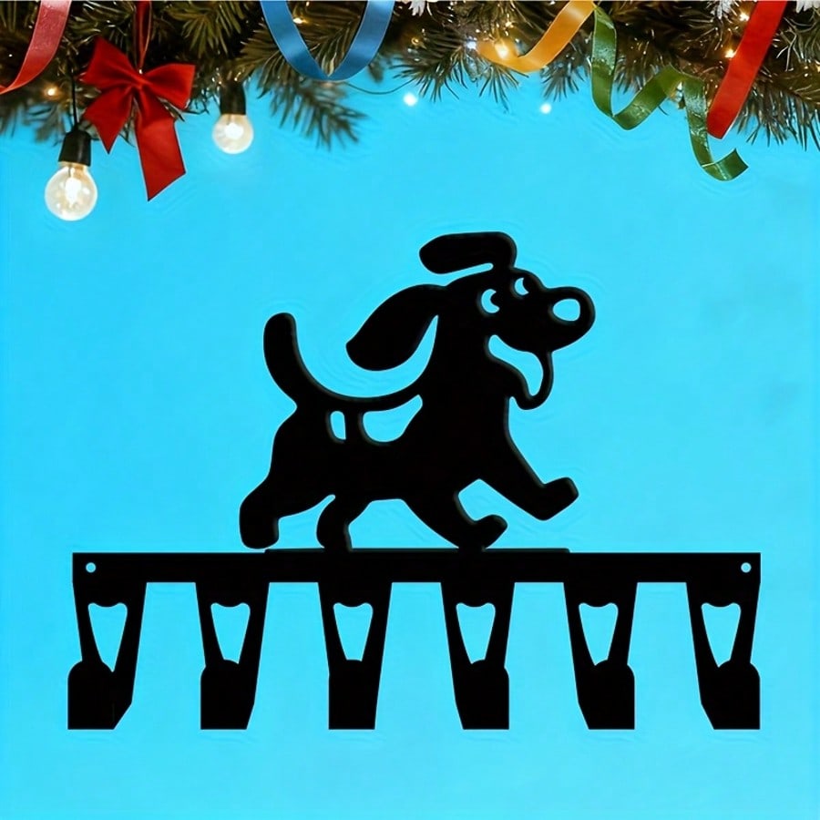 Retro Dog Pacifier Hook with Glasses Metal Wall Decor 6 Hooks Handmade Iron Art