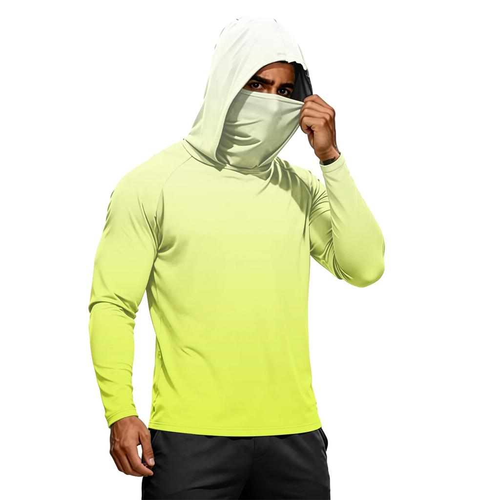 Herren Sommer Langarm Hoodie UPF50+ Sonnenschutz Schnelltrocknend Fitness Sportshirt Leicht Atmungsaktiv Outdoor Activewear