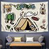 Handdrawn Camping Picnic Hanging Cloth LargeSize Tapestry for Bars Coffee Shops Homestays Cartoon Decorative Backdrop