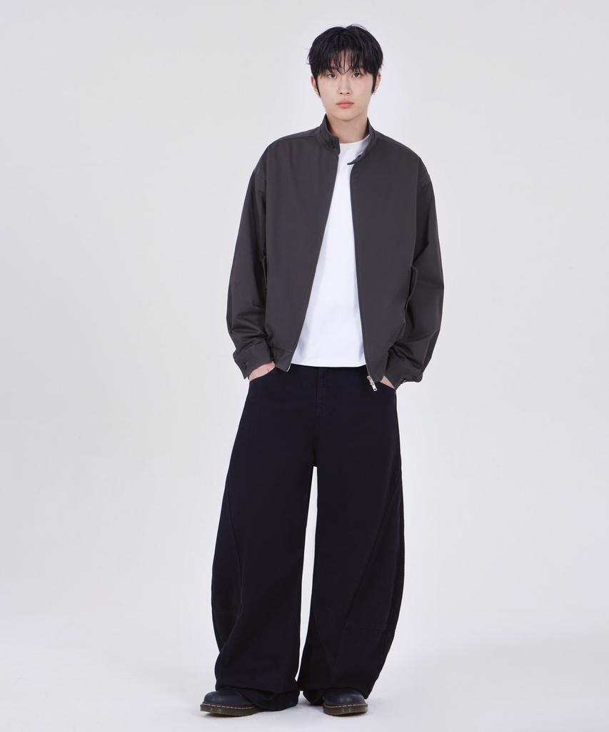GLW Curved Cut Wide Cotton Pants Black