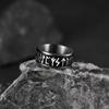 U7 Stainless Steel Norse Runes Spinner Ring for Man Black Gold Color Rotatable Band Fidget Anxiety Release Unisex Jewelry