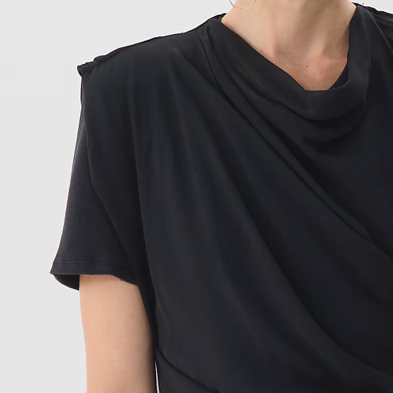 JNBY 25 Summer X-Shape Short Sleeve Round Neck Silk Dress