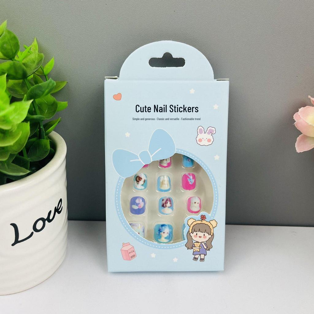 Children's Wearable Custom Nail Stickers - Cute European & American Jelly Glue Fingernail Tips