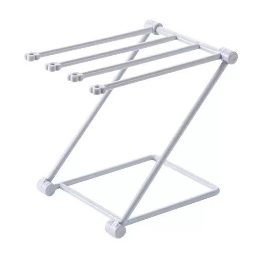 Foldable towel rack, vertical dust removal cloth rack for kitchen and bathroom use, light blue, plastic, convenient for storage,