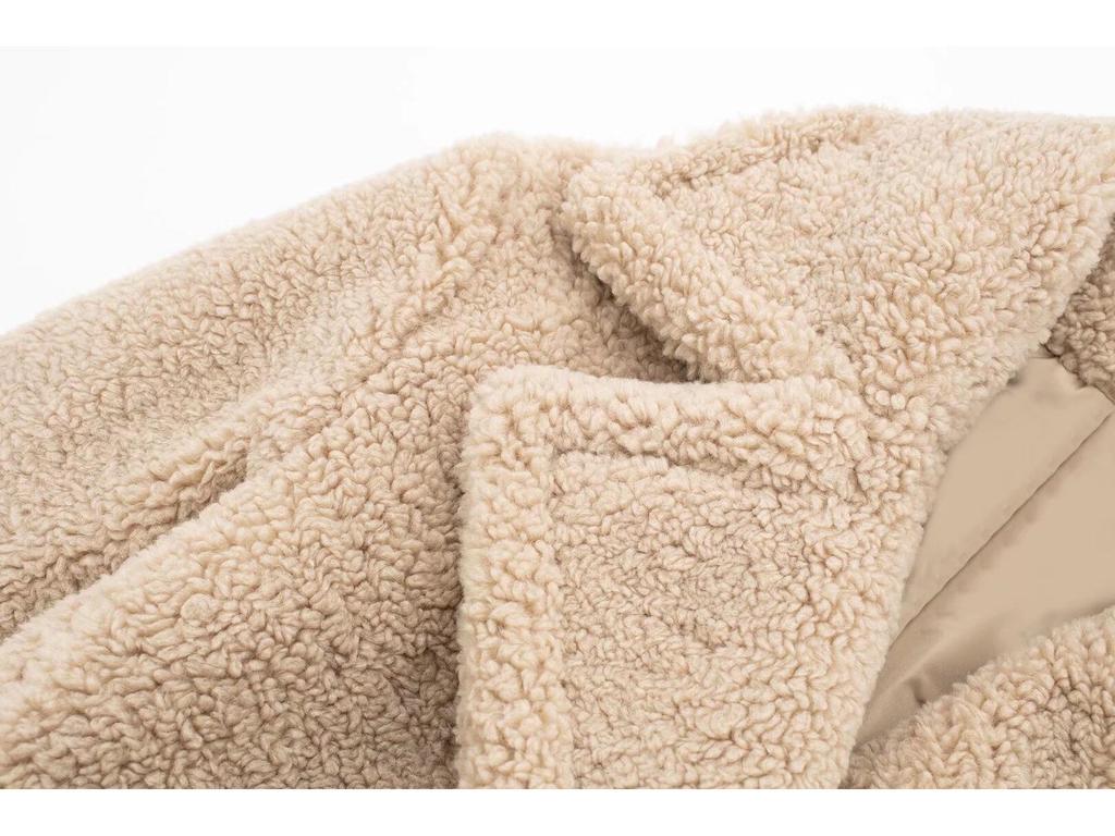 Doppelreihiger Wollfleece-Mantel - Dicke warme Herbst-/Winter-Überbekleidung für europäische und amerikanische Märkte (1255700)