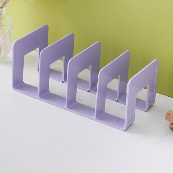 Modern Geometric Bookend Lattice Plastic Desktop Book Holder for Shelves Desk Space-Saving Multi-Purpose Organizer