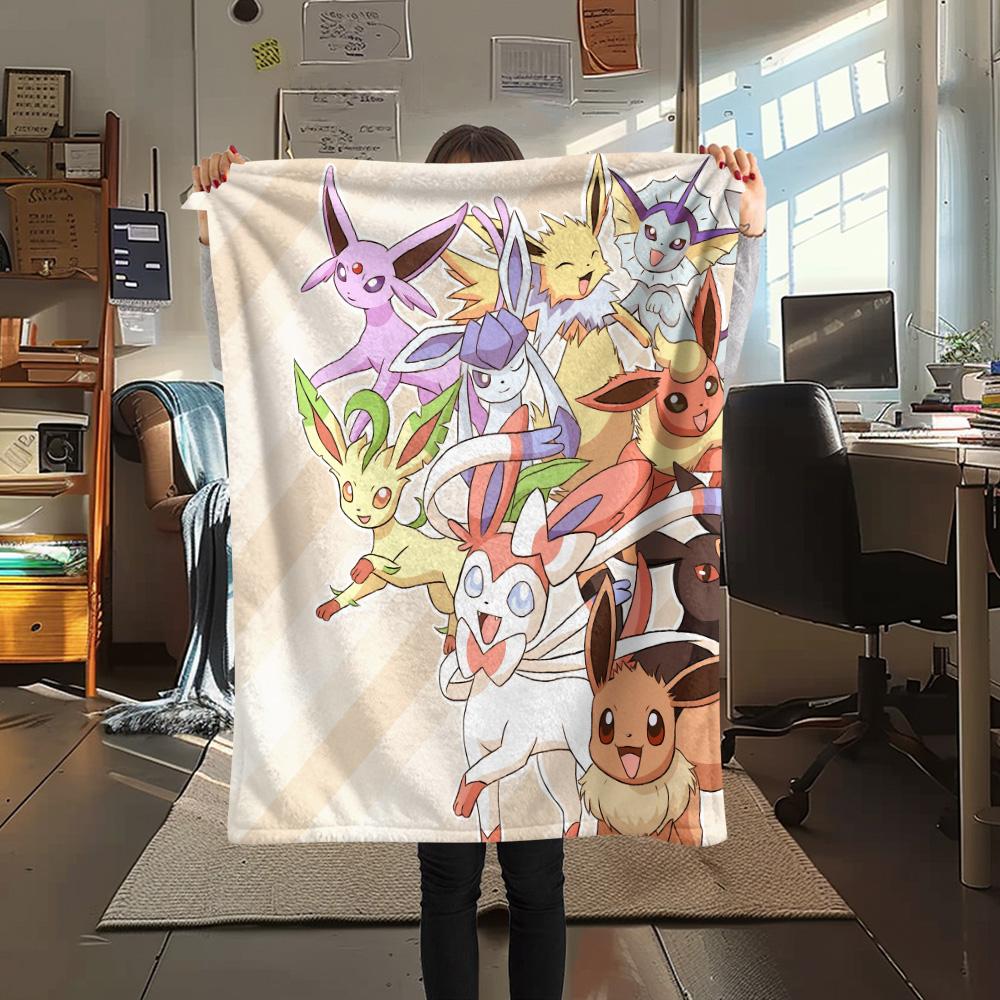 Pokémon Combination Print Flannel Blanket, High Quality Comfortable for All Seasons, Home Decor, Warmth and Comfort