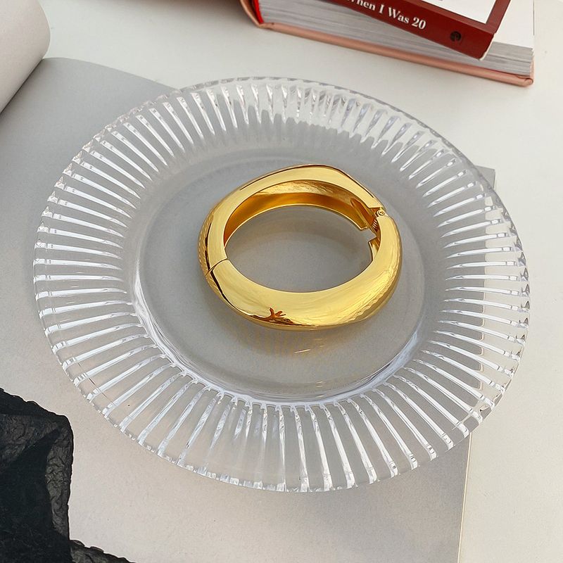 Spring and Summer New European and American Fashion Niche Design Irregular Texture Heavy-Duty Open-Ended Couple Bracelets for Women Simple Bracelets A Gold