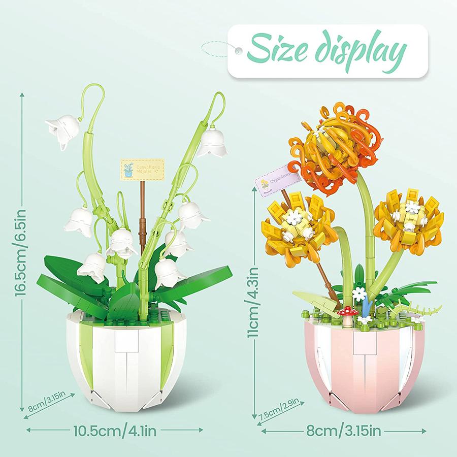 Plastic Bouquet Potted Plants Building Blocks Flowers Bricks DIY Educational Toys Valentine's Day and Mother's Day Gifts