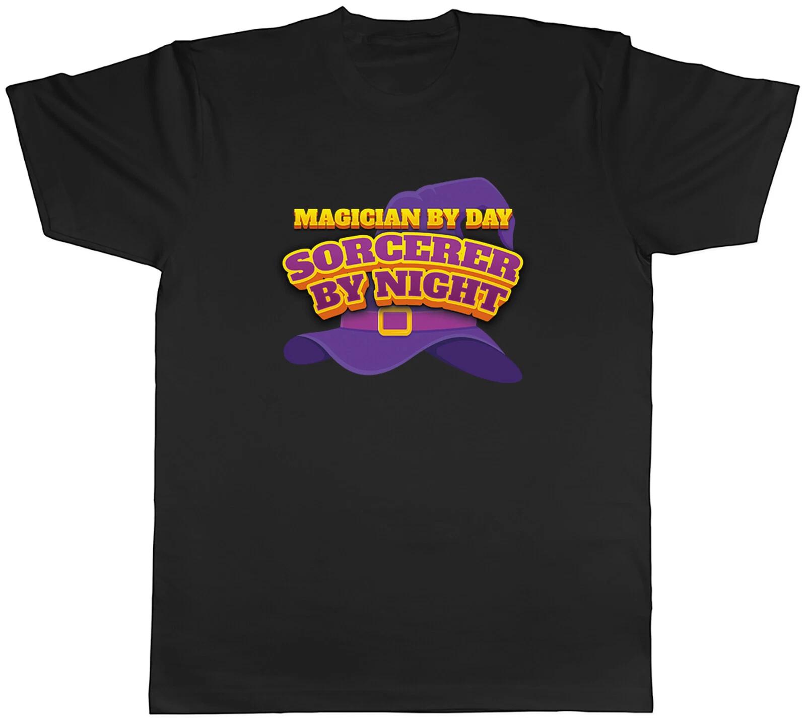 Magician by Day Mens T-Shirt Sorcerer by Night Funny Wizard Tee Gift XXXL