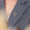 Women's Double-Layer Gold Heart Brooch Pin for Autumn/Winter Suit Jacket