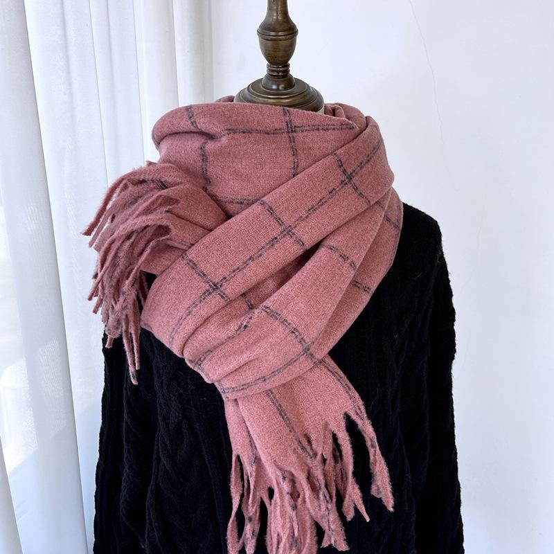 Korean Cashmere Retro Warm Shawl Scarf for Fashion Autumn Winter Men Women Versatile Tassel Scarves Classic Plaid Students Wrap