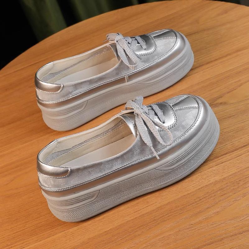 Platform Single Shoes Women's Xiaobai In the Summer of 2024 New Breathable Retro One-pedal Lazy Height Increase Casual Shoes Explosion