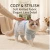 Macacão Respirável para Gato com Acabamento em Renda, Fino para Verão Anti-Queda de Pelo Roupa para Pets de 4 Patas para Filhotes e Gatos, 5 Tamanhos