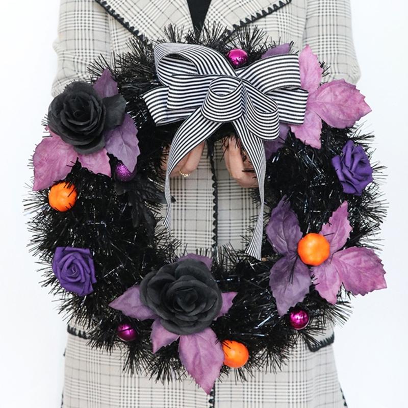 Hanging Wreath for Halloween Festivities Scary Colorful Door Garlands Accessories Party Indoor Outdoor Party Decorations