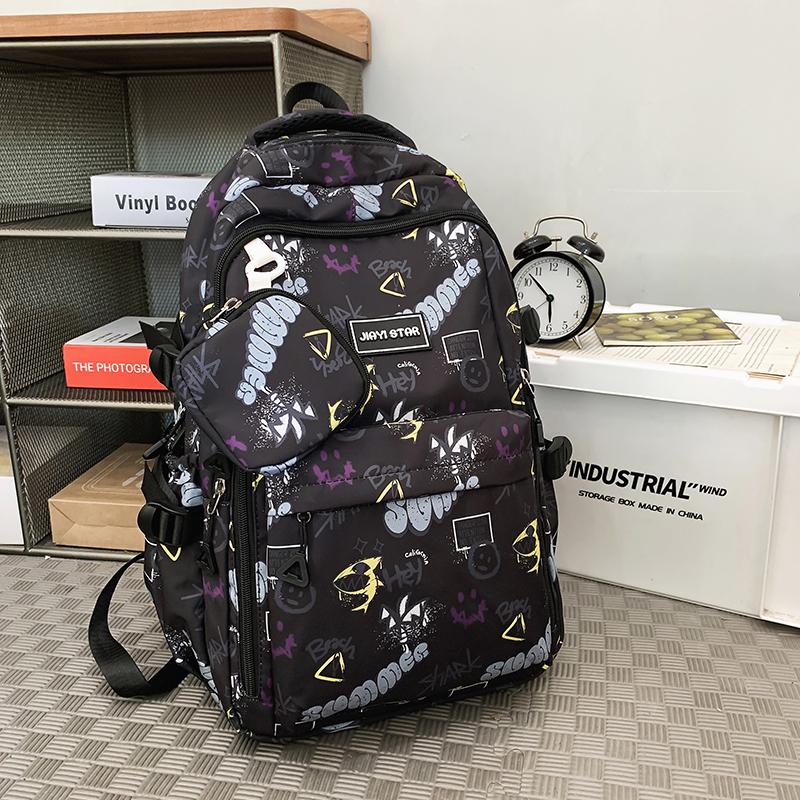 Граффити Принт Школьный Ранец Мужской Класс 4-6 Рюкзак С Монетницей зелёный — фото 14