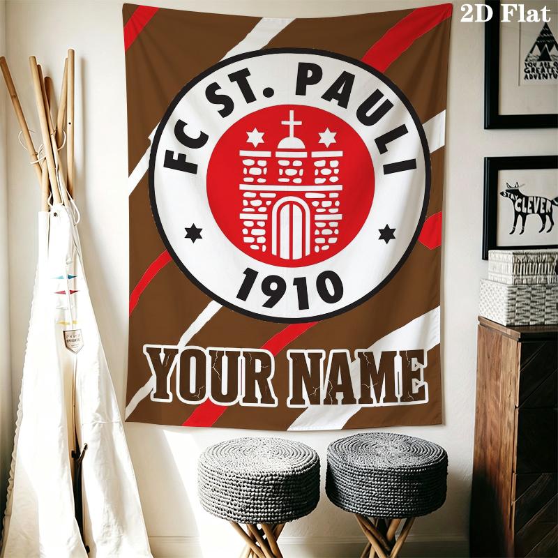 Custom Name ST.pauli Wall Tapestry Aesthetic Wall Hanging Printed Fabric Blanket Decorative Tapestries for Bedroom Living Room Home Decor