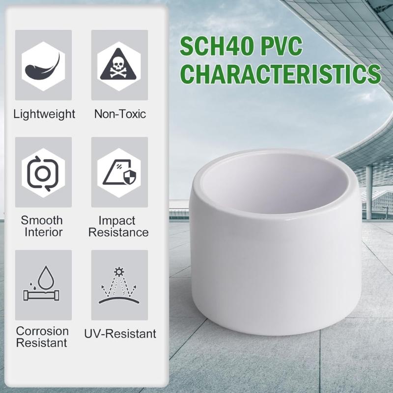 24Pcs Multipurpose SCH40 PVC End Caps for 3/4 Inch 1 Inch 1 1/4 Inch 2 Inch Pipes Sturdy Pipe Cover Accessories