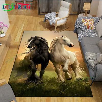 3D Mode Exquisite Malerei Pferd Bedruckter Teppich Wohnzimmer Anti-Rutsch Bereichsteppich Kinderzimmer Matten Yogamatte Große Teppich Dekoration