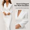 Women Blazer Dress Lapel V Neck Long Sleeve Bodycon Midi Dress Elegant Formal Office Workwear