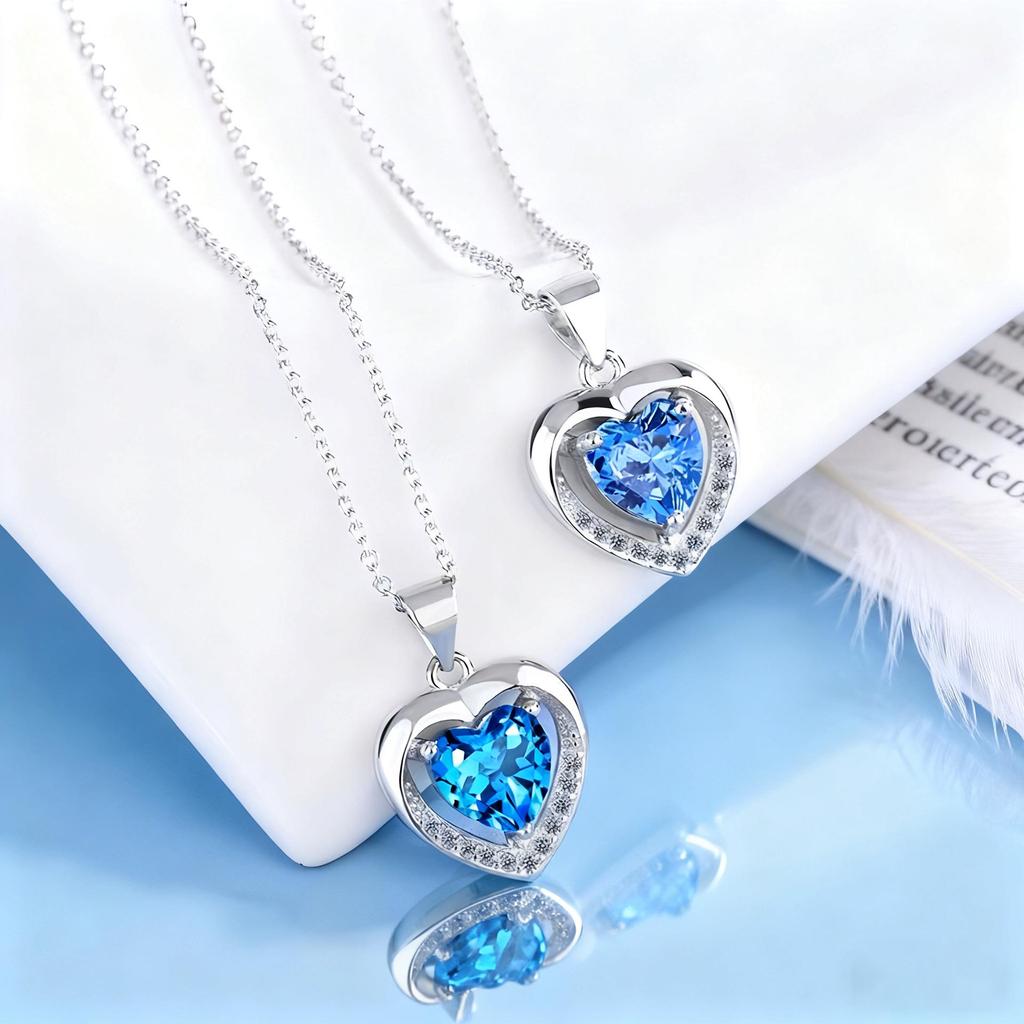 Ocean Eternal Heart Pendant Necklace for Women - Simple, Fashionable, Versatile Clavicle Jewelry
