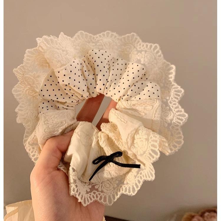 

Корейская драма Они Крем Кишечный кружевной галстук для волос - Элегантный осенне-зимний женский головной убор