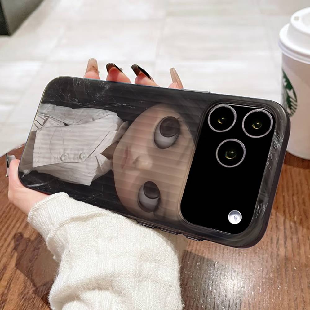 Dark Cute Girl Doll Art For IPhone 16 15 14 13 12 11 17 Pro Max Plus Wave Corrugated Phone Case Anti Drop Cover