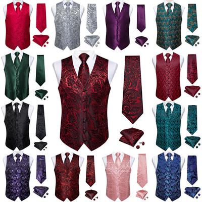 Vyriškų liemenių liemenių rinkinys Raudona Mėlyna Juoda Violetinė Paisley Liemenės Suknele Vestuvių