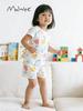 Malwee Girls' Summer Two-Piece Set: Chic European and American Style, Round Neck, Short Sleeve For Kids.