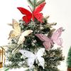 Weihnachtsbaumschmuck Glitzer Schmetterling Ornamente Kunststoff Simulation Netz Weihnachts-Hängedekoration Funkelnd