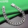 925 Sterling Silver 10mm Interlocking Side Chain Bracelet Gift Jewelry