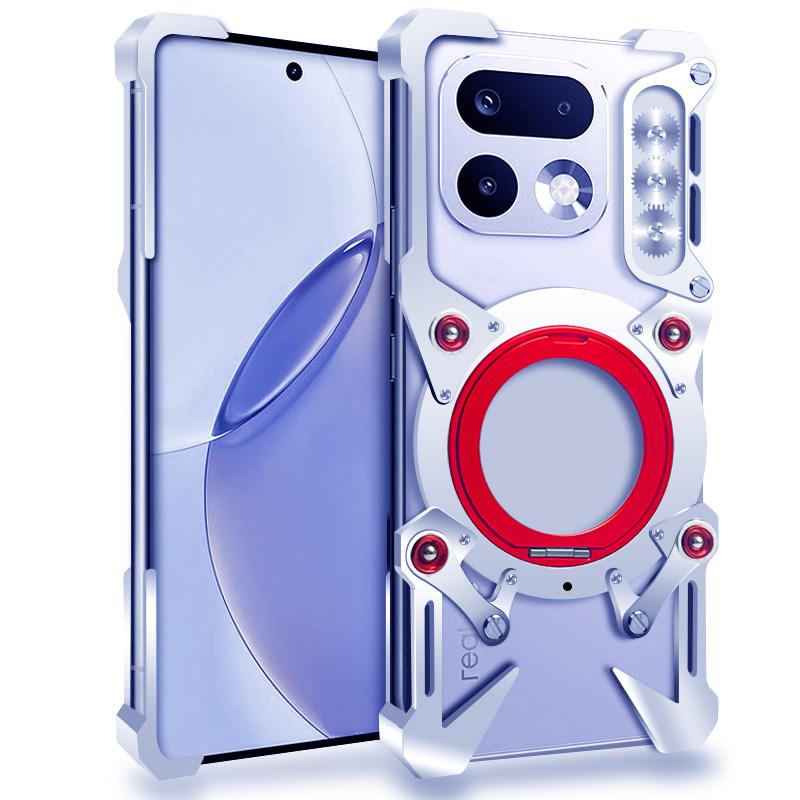 

Aluminum Frameless Case For Realme 16 pro+ Realme16 5G Rotating Bracket Shell Metal Rimless Shockproof Cover realme 16 Pro серебряный