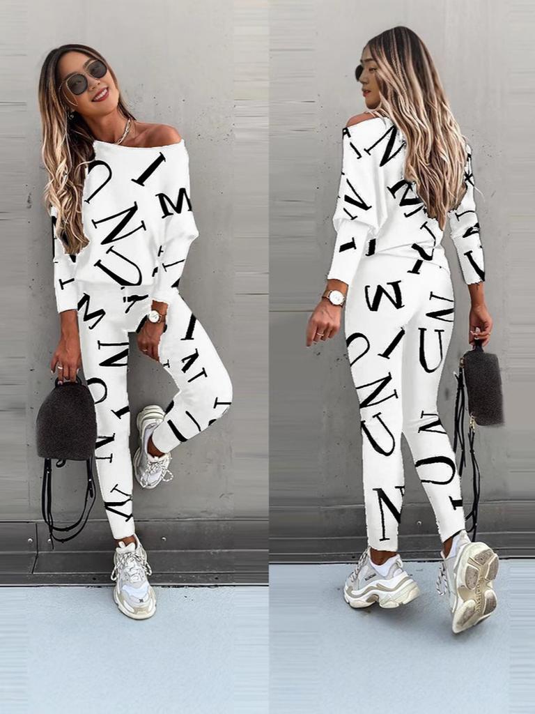 Autumn New Arrivals Women's Letter Print Long Sleeve Pants Casual Set