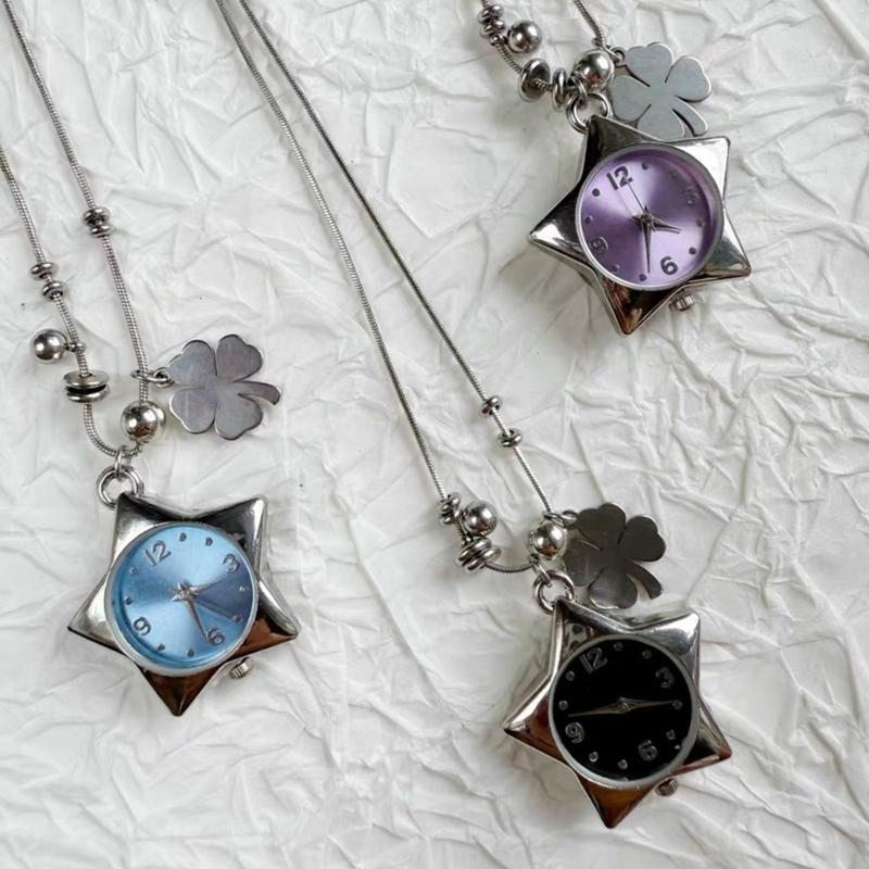 Trendy Four Leaf Symbol Necklace for Everyday Wear Stainless Steel Neckwear Jewelry Gift with Lucky Charm Design