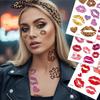 Leopard Print Lips Face Temporary Tattoos Disposable Makeup Stickers  Valentine's Day Party