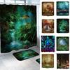 High-quality Polyester Shower Curtain With Dreamy Forest Mushroom Swing Print