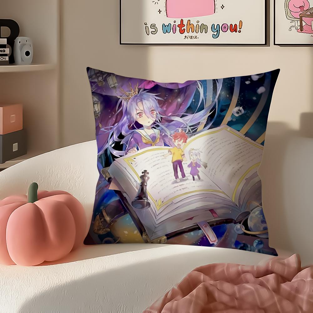 Anime NNo Game No Life Anime Cushion Cover Pillowcase Short Plush Invisible zipper Room Sofa Cushion Cover