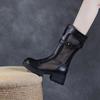 High Quality 5.5CM Air Mesh Genuine Leather Women Hollow Ankle Booties Sandals Shoes Platform Wedge Breathable Summer Fashion
