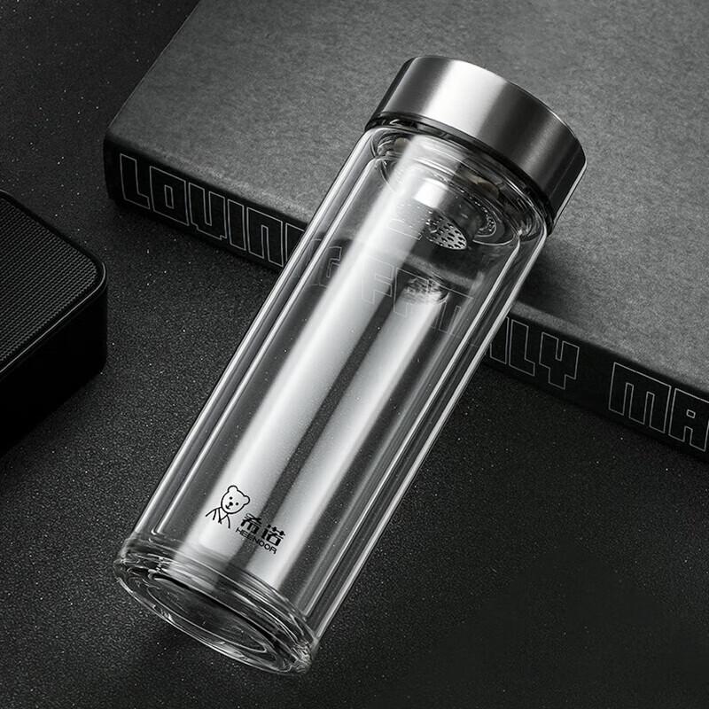 Xinuo Portable Double-Layer Glass Tea Infuser Water Bottle