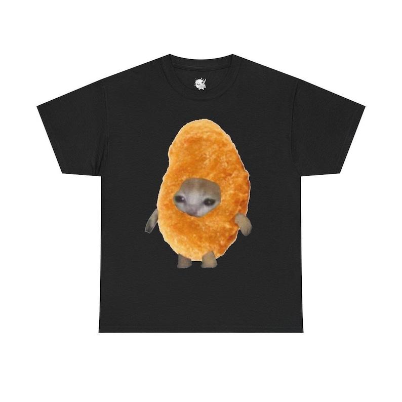 Meme Cat Chicken Nugget Graphic Boxy Unisex T-Shirt XXL