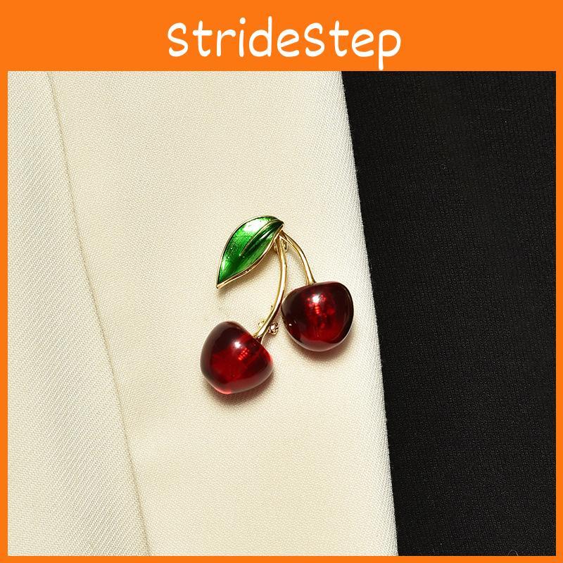 Cherry Fruit Brooch Pin For Women With Metal Finish Fashionable Accessory For Gift Giving
