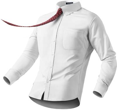 Weißes Kleid lang ohne Formschneider Knopfleiste Halsausschnitt ENLISION Herrenhemd, Ärmel, Bügeln, Memory, Stabil, Business, Stretch, Bügelfrei, Hemd, Y-Shirt, Farbe,